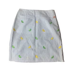 Castaway Nantucket Island‎ Seersucker Skirt Embroidered  Lemons Limes sz 2 NWOT